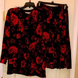 Red and black floral suit size 10